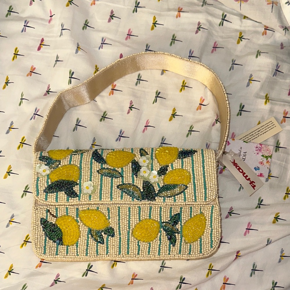 Viral Lemon Beaded Women's Bag NWT